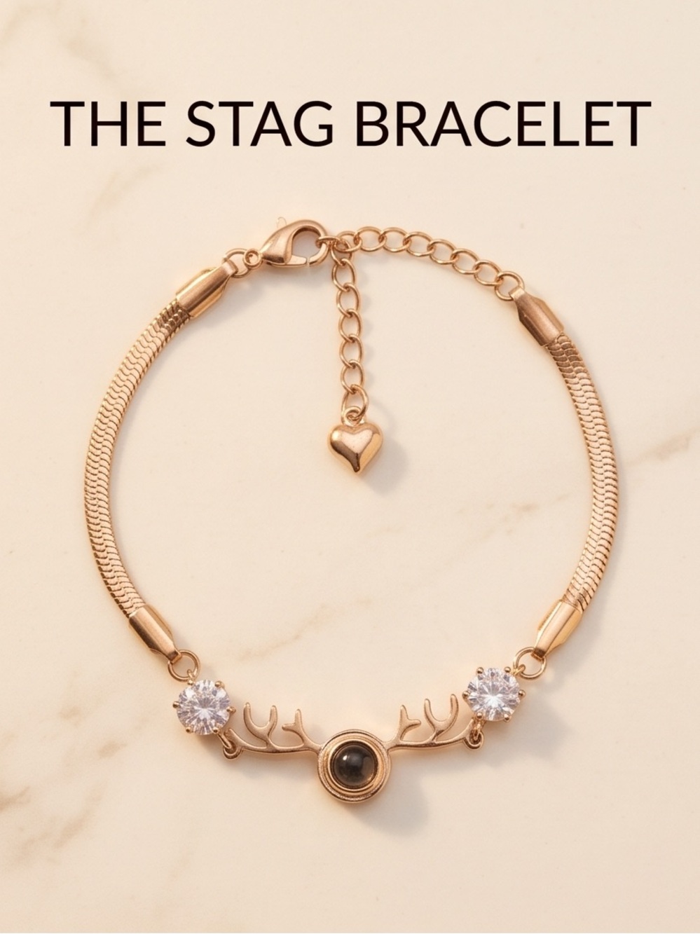 Deer Antler Photo Projection Bracelet With Hidden  “I Love You” Message